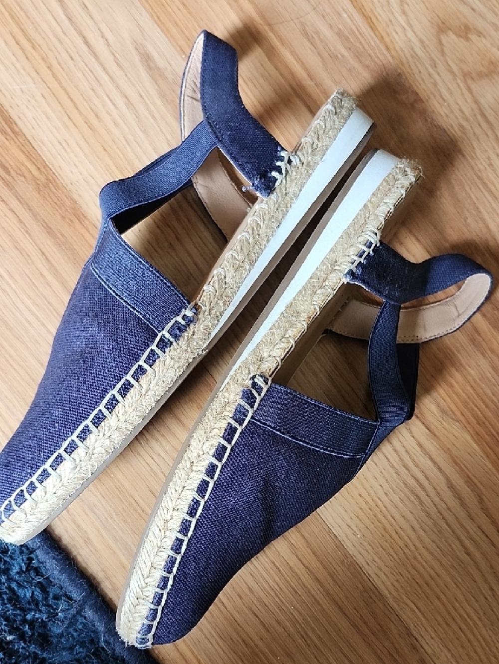 Lucky Brand Navy Canvas Espadrille Slingbacks with Crisscross Straps - Picture 7 of 9